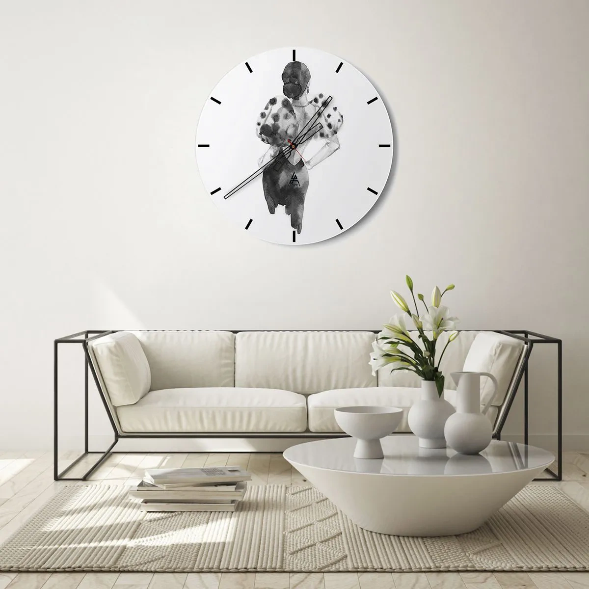 Wall clock - Clock on glass - She Passed by - 40x40 cm