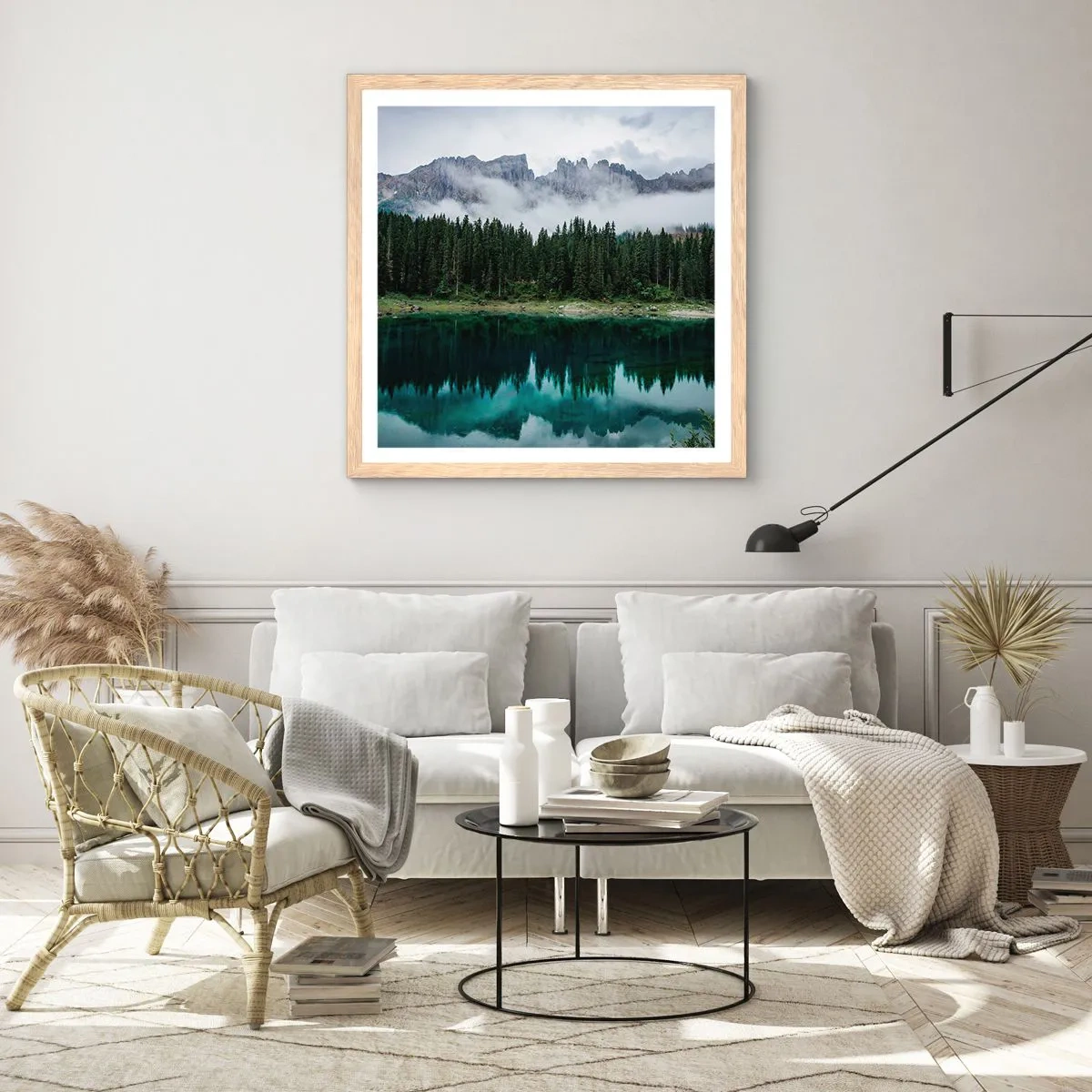 Poster in light oak frame - Quiet Please, Let's Not Wake Up Still Waters - 60x60 cm