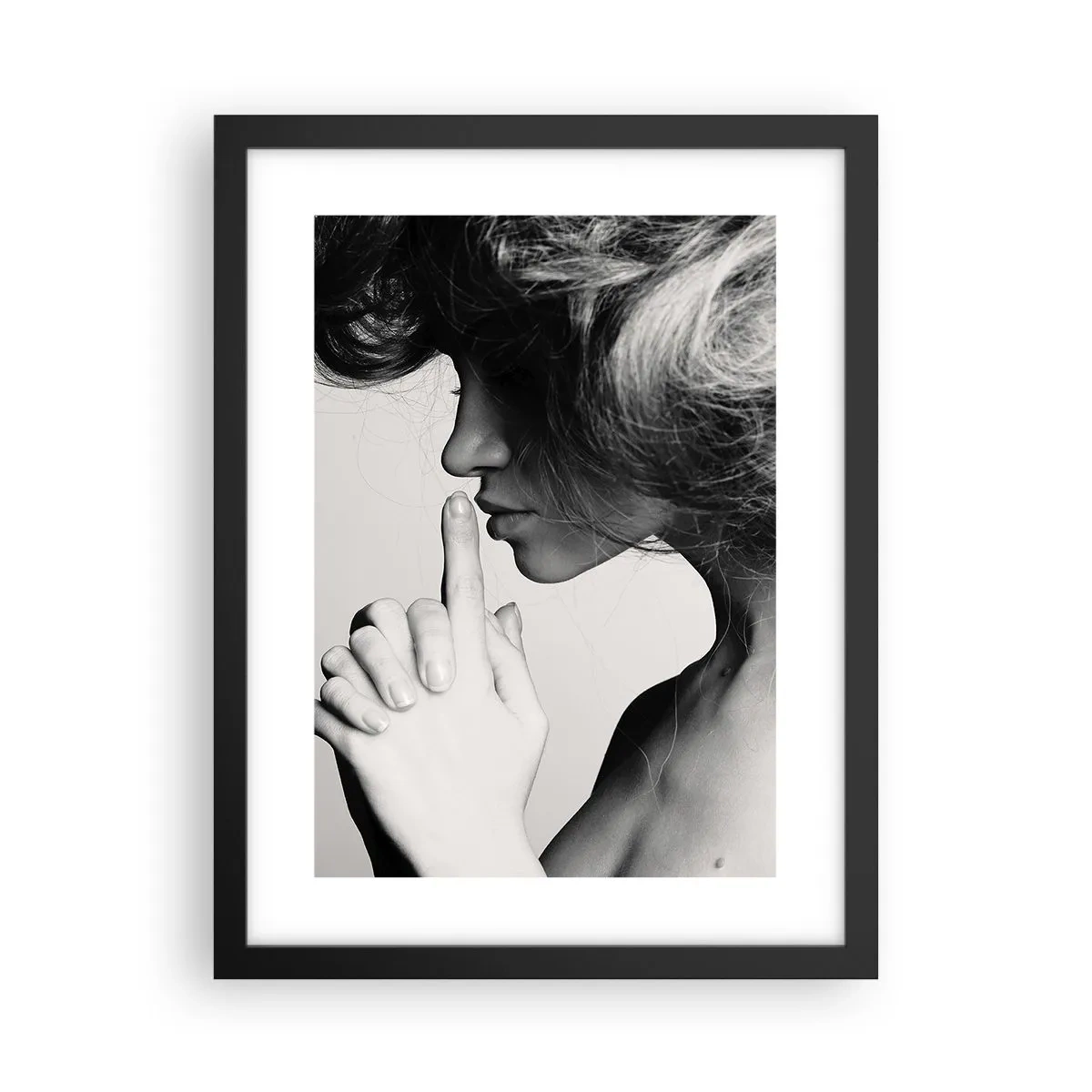 Poster in black frame - Listening to Herself - 30x40 cm