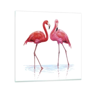 Glass picture - Pink Rendezvous - 50x50 cm