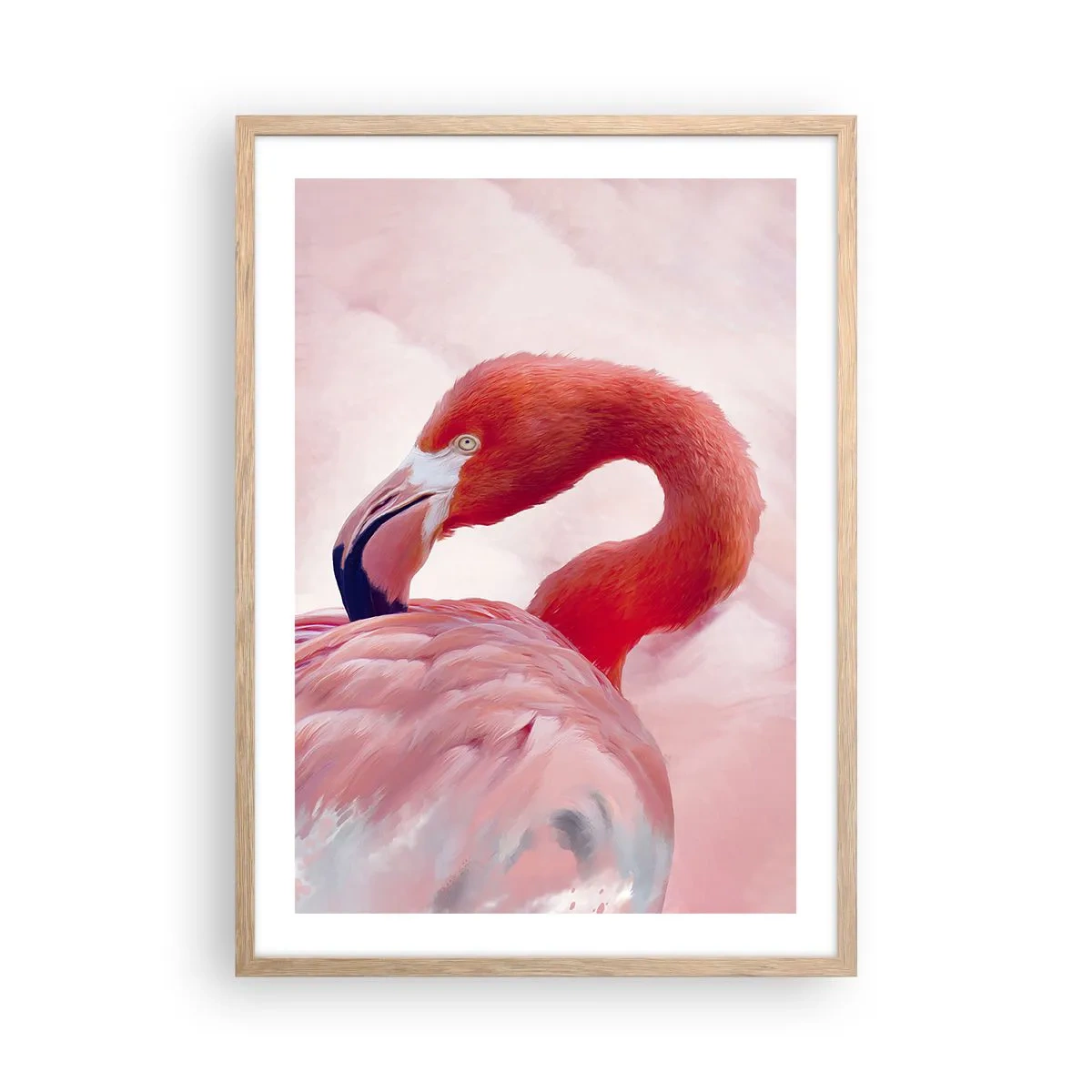 Poster in light oak frame - Bird Look - 50x70 cm