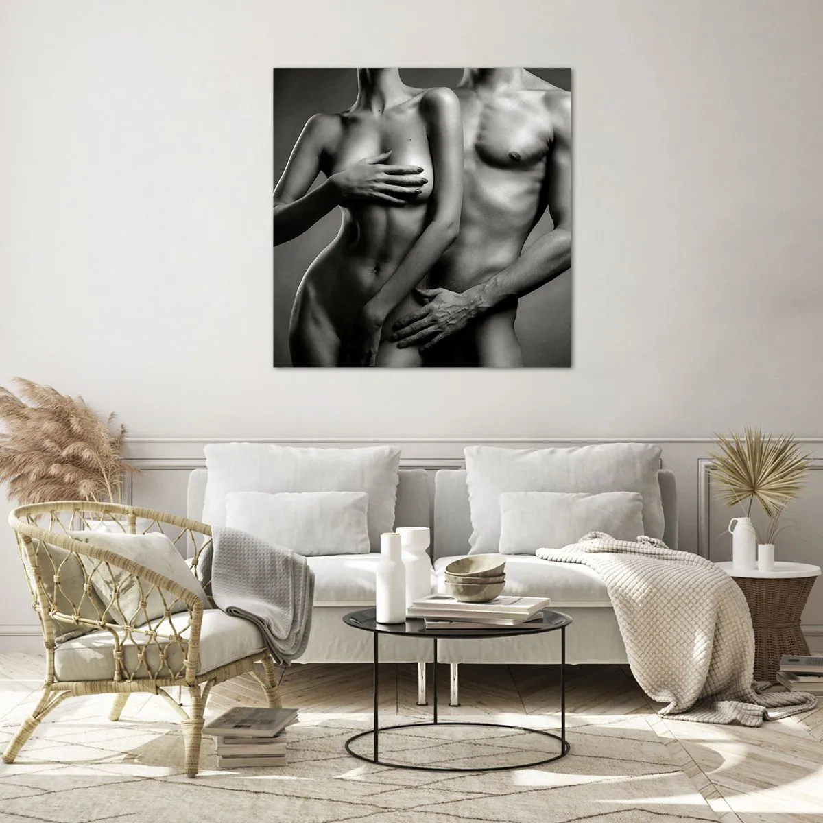Glass picture - Adam and Eve - 30x30 cm