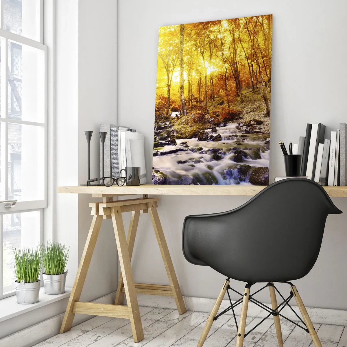 Glass picture - Stones Set in Gold and Platinum - 50x70 cm
