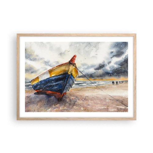 Poster in light oak frame - Rest On the Shore - 70x50 cm