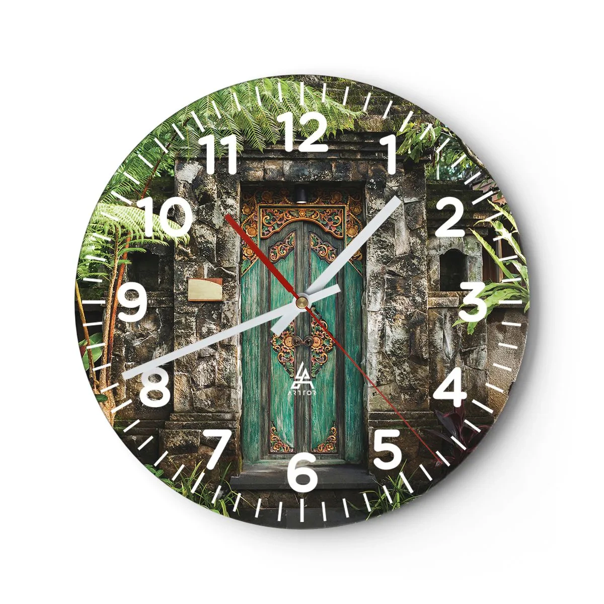 Wall clock - Clock on glass - Door to Exotic World - 30x30 cm