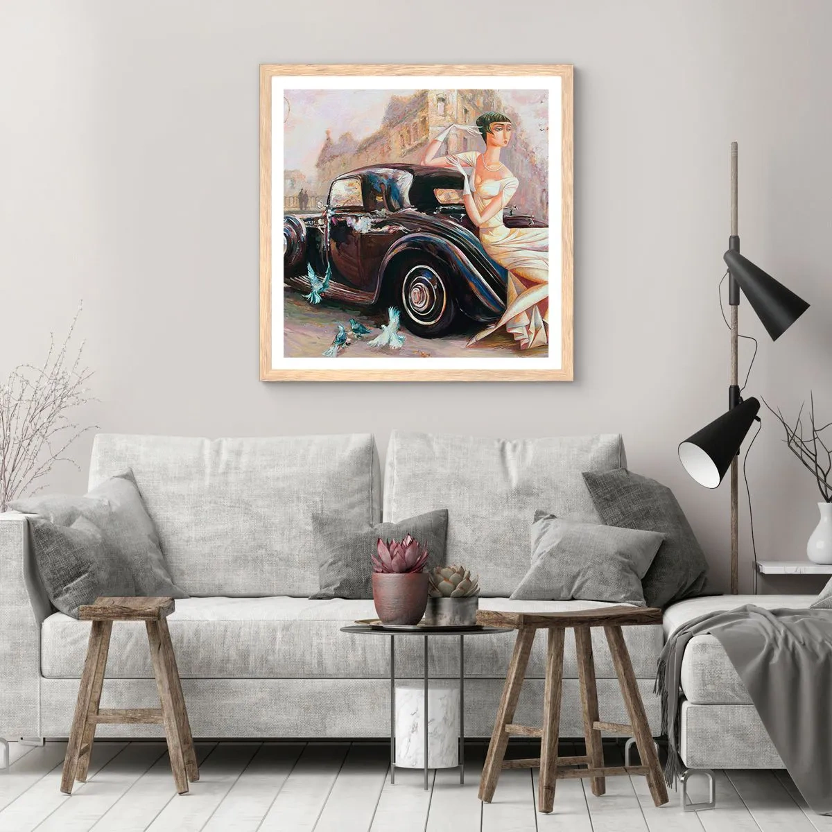 Poster in light oak frame - Elegance - Retro Style - 50x50 cm
