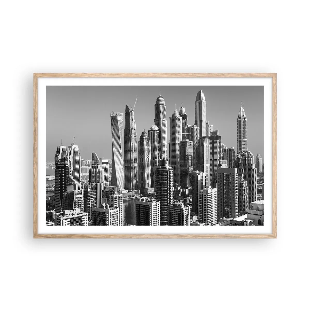 Poster in light oak frame - City over a Desert - 91x61 cm