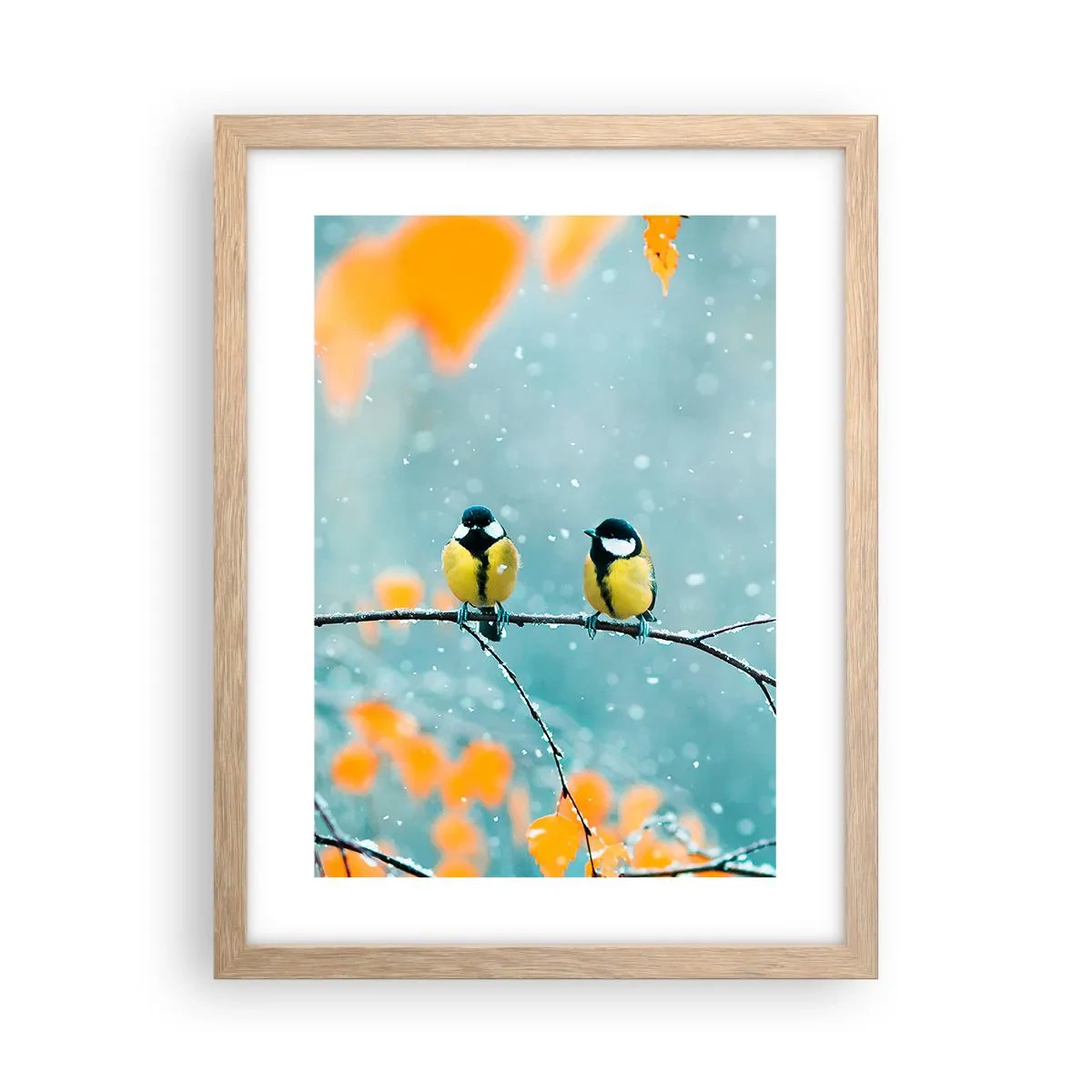Poster in light oak frame - Birdy Gossip - 30x40 cm
