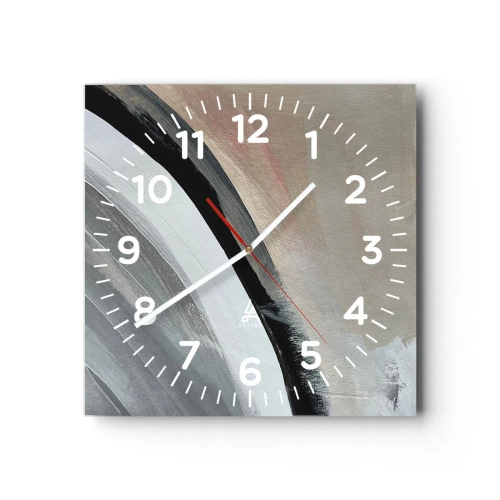 Wall clock - Clock on glass - Composition: Arc of Black and Grey - 40x40 cm