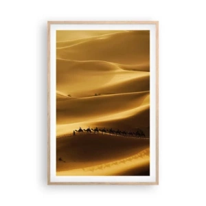 Poster in light oak frame - Caravan on the Waves of a Desert - 61x91 cm