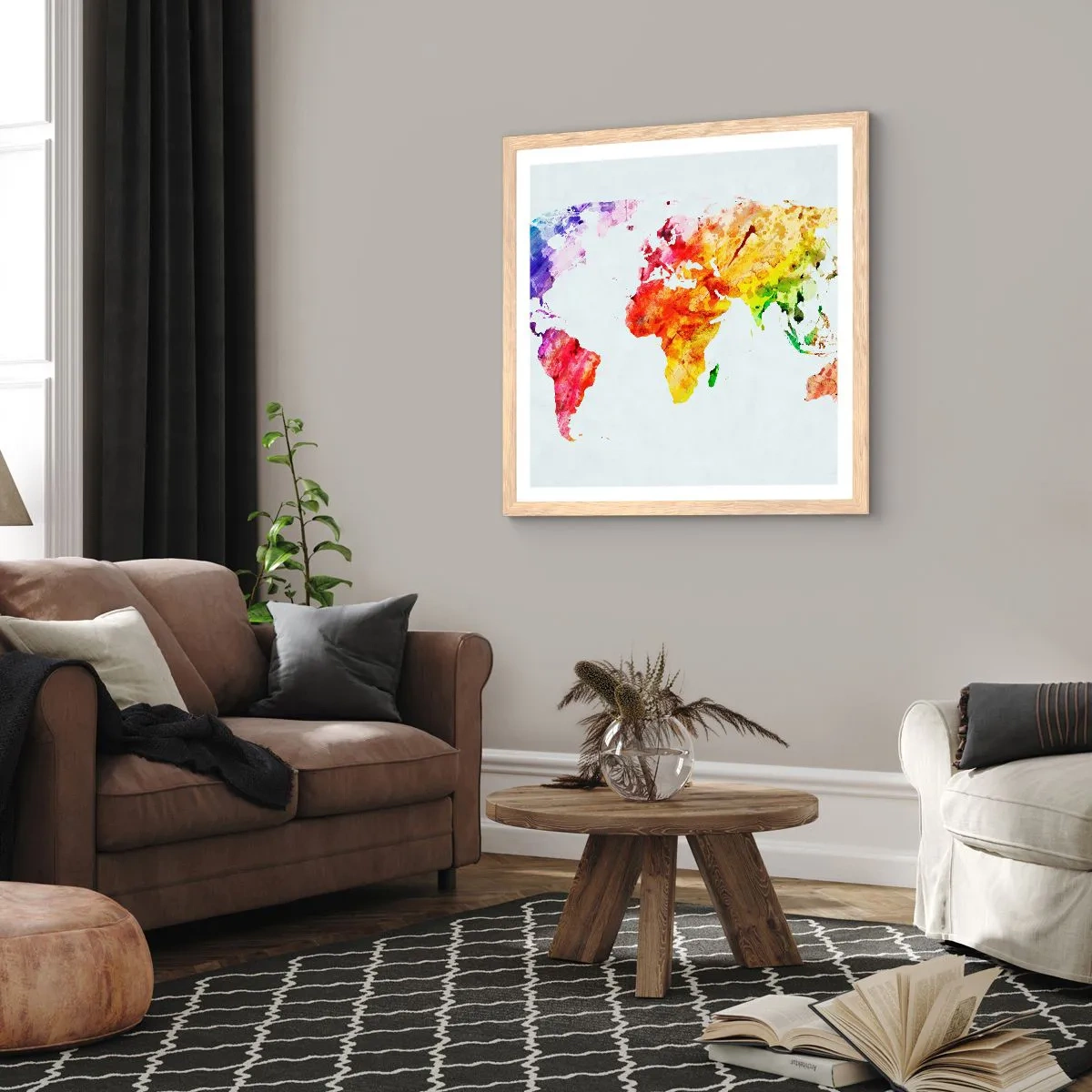 Poster in light oak frame - All Colours of Light - 50x50 cm