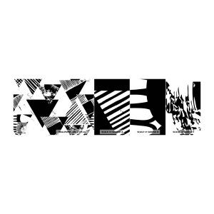 Photo Wallpaper Sample Self-Adhesive Deluxe Sticker - Rain of Triangles - Abstraction, Graphics, Black and white - 100x30 cm