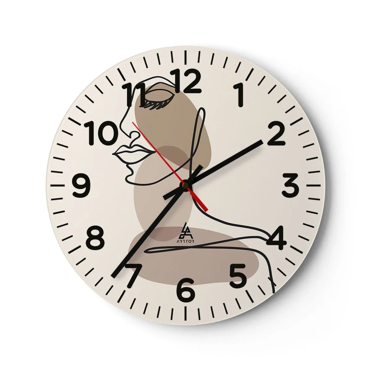 Wall clock - Clock on glass - Listening to Herself - 30x30 cm