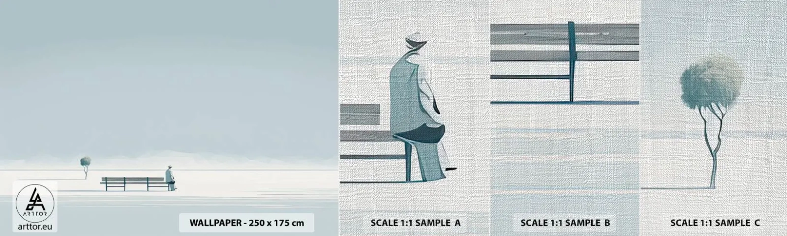 Photo Wallpaper Sample Premium Canvas - Yes, I Am Waiting - Minimalistic, Lonely, Man - 100x30 cm