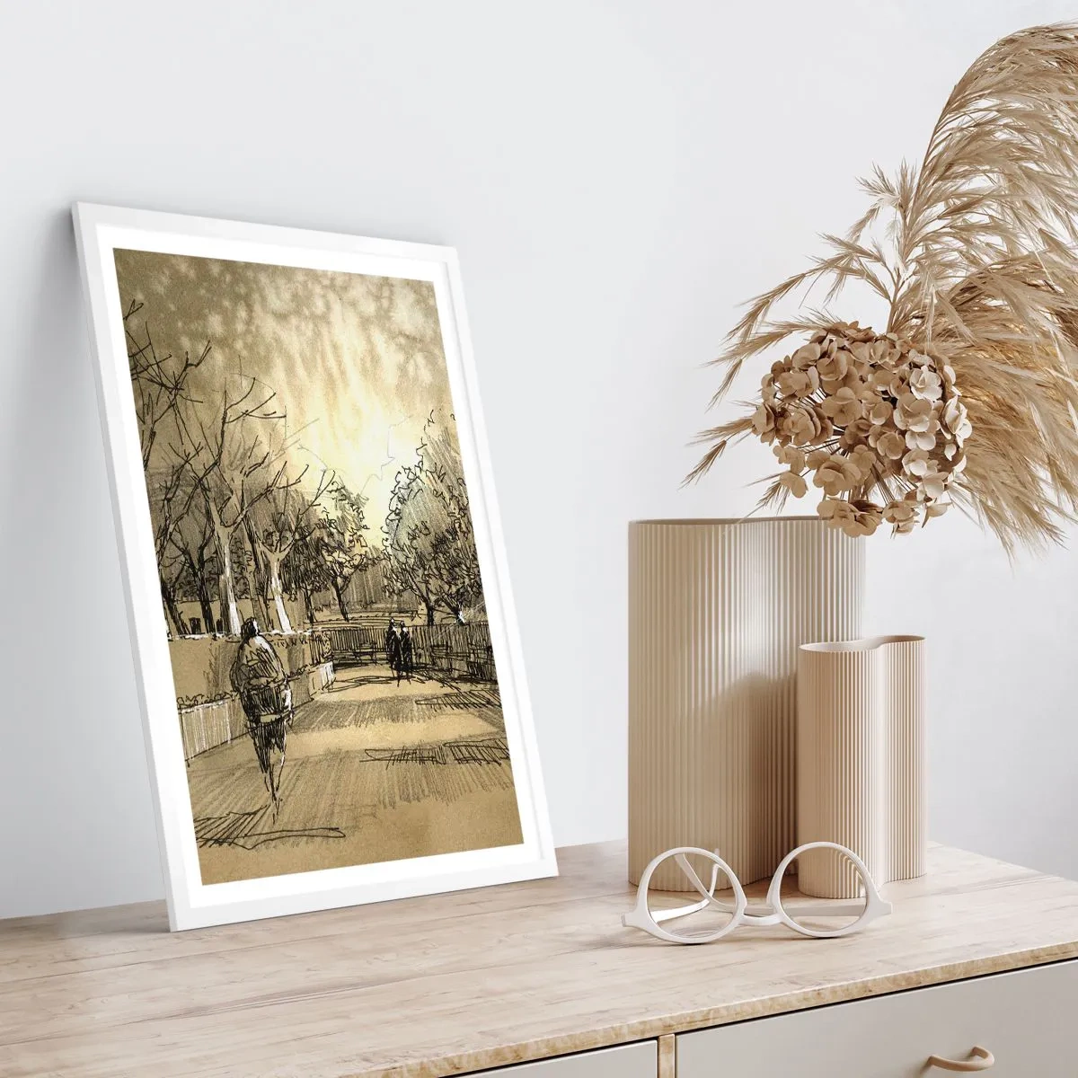 Poster in white frmae - Moment Stopped with a Feather - 70x100 cm