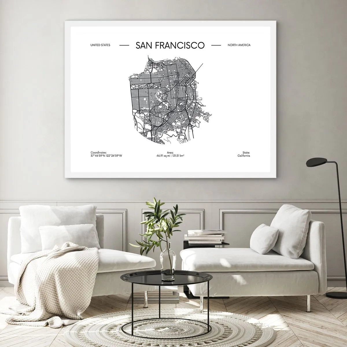 Poster in white frmae - Anatomy of San Francisco - 91x61 cm