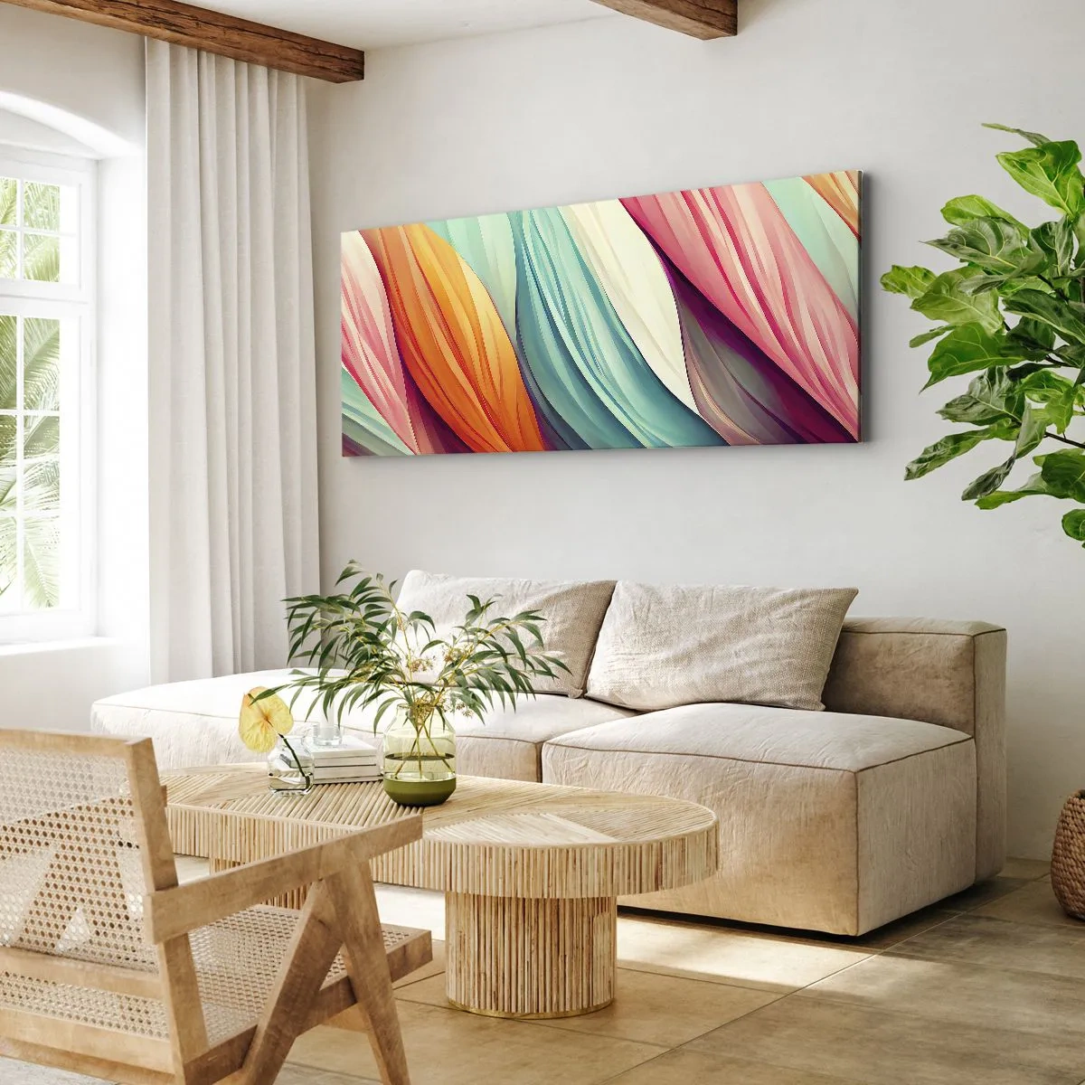 Canvas picture - Rainbow Knot - 90x30 cm