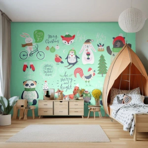 Photo Wallpaper Standard Eco - Let Christmas Last Forever! - For children, Winter, Happy Animals - 200x140 cm