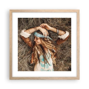 Poster in light oak frame - On the Way to the Summer of Love - 40x40 cm