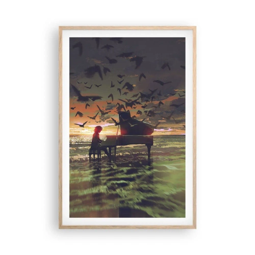 Poster in light oak frame - Concert for Piano and Waves - 61x91 cm