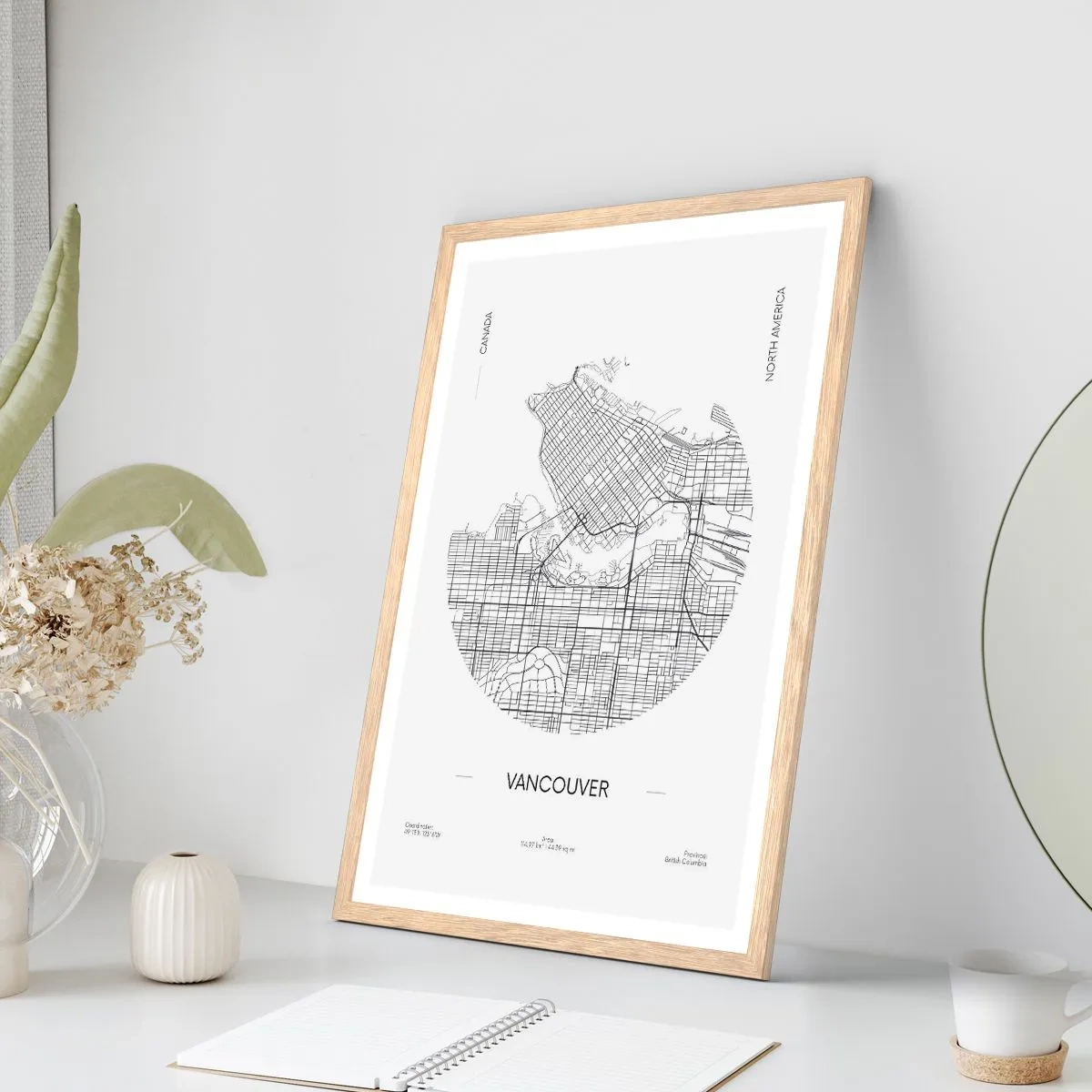 Poster in light oak frame - Anatomy of Vancouver - 30x40 cm