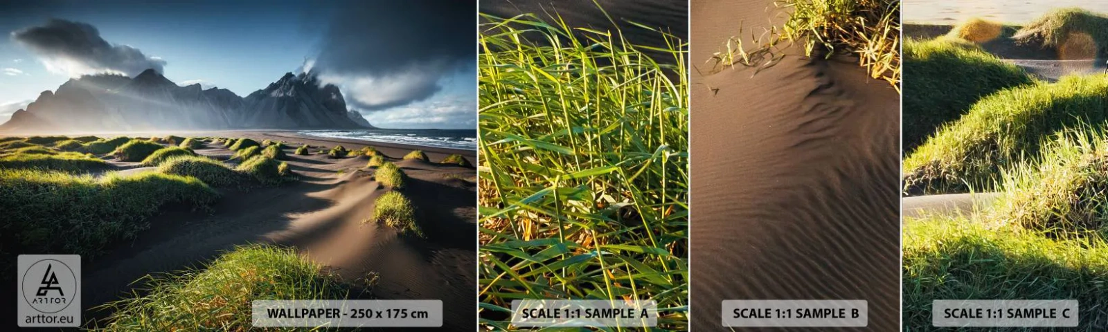 Photo Wallpaper Sample Standard Eco - Harmony of Elements - Landscape, Iceland, Mountains - 100x30 cm