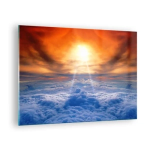 Glass picture - Clouds illuminated by the rays of the setting sun - 70x50cm - Mystic Landscape - Modern wall decoration for the living room and bedroom ARTTOR
