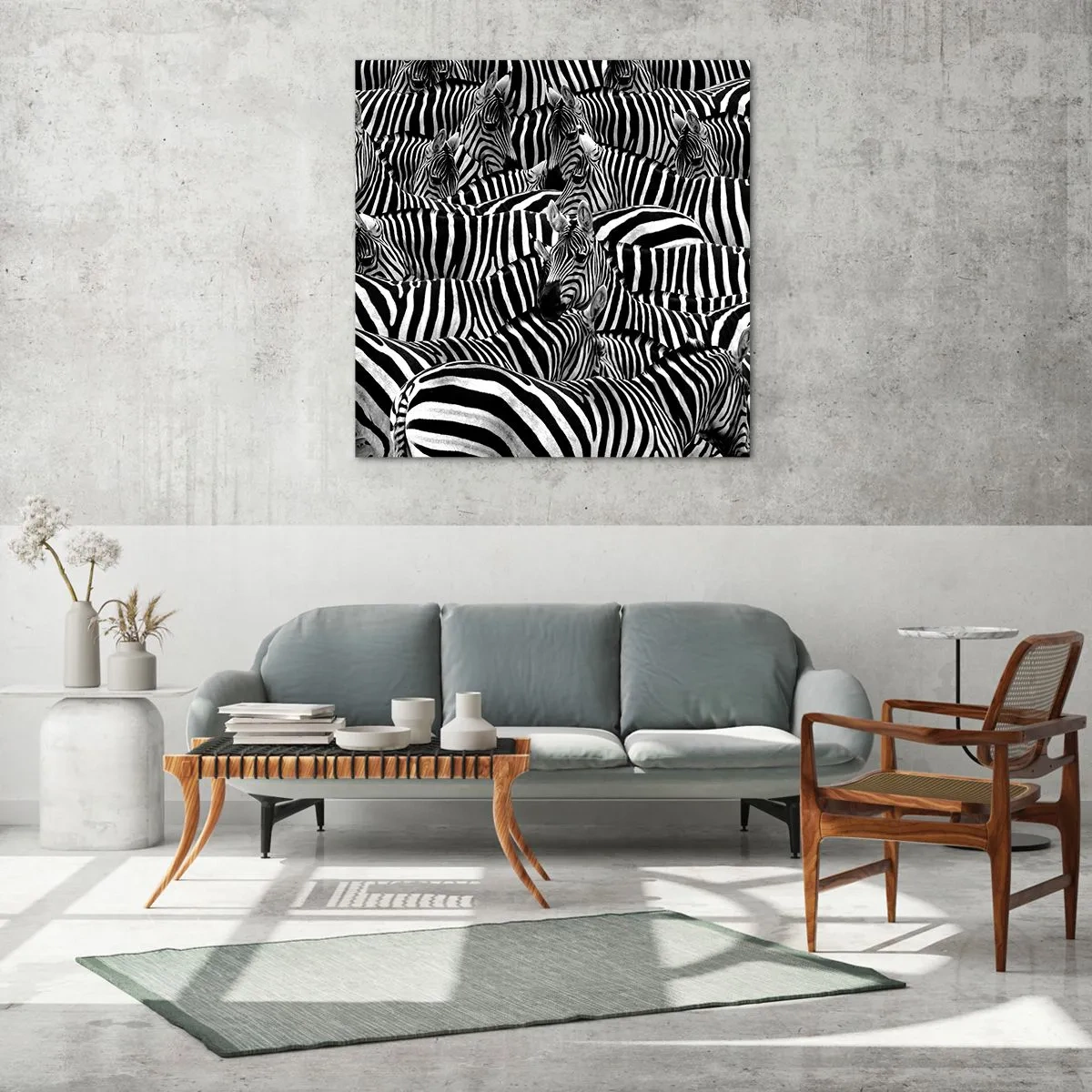 Glass picture - Striped Group Portrait  - 70x70 cm