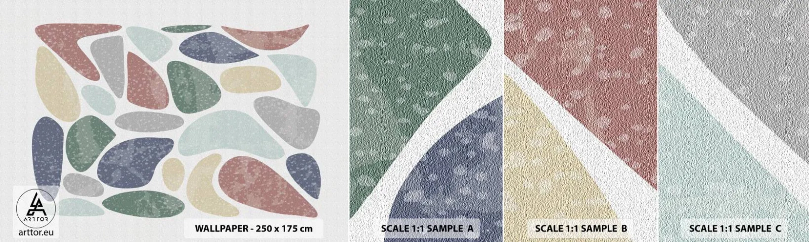 Photo Wallpaper Sample Self-Adhesive Deluxe Sticker - Mosaic of Powdered Colours - Minimalism, Pastel, Boho - 100x30 cm