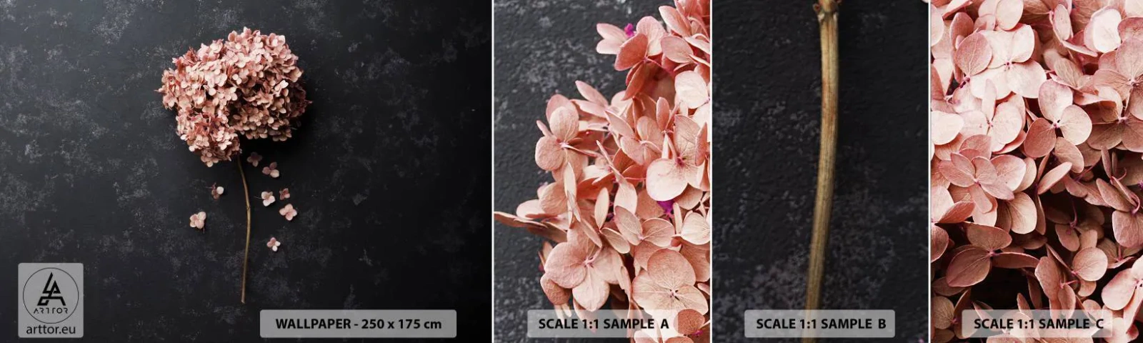 Photo Wallpaper Sample Self-Adhesive Deluxe Sticker - Trully Romantic Sign - Flower, Hydrangea, Nature - 100x30 cm