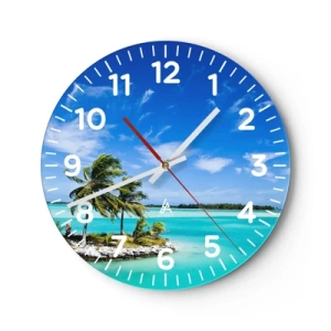 Wall clock - Clock on glass - Paradise on Earth - 30x30 cm