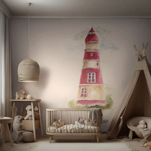 Photo Wallpaper Standard Eco - Around It the Weather Is Always Nice - Lighthouse, Seaside, Sea - 150x105 cm