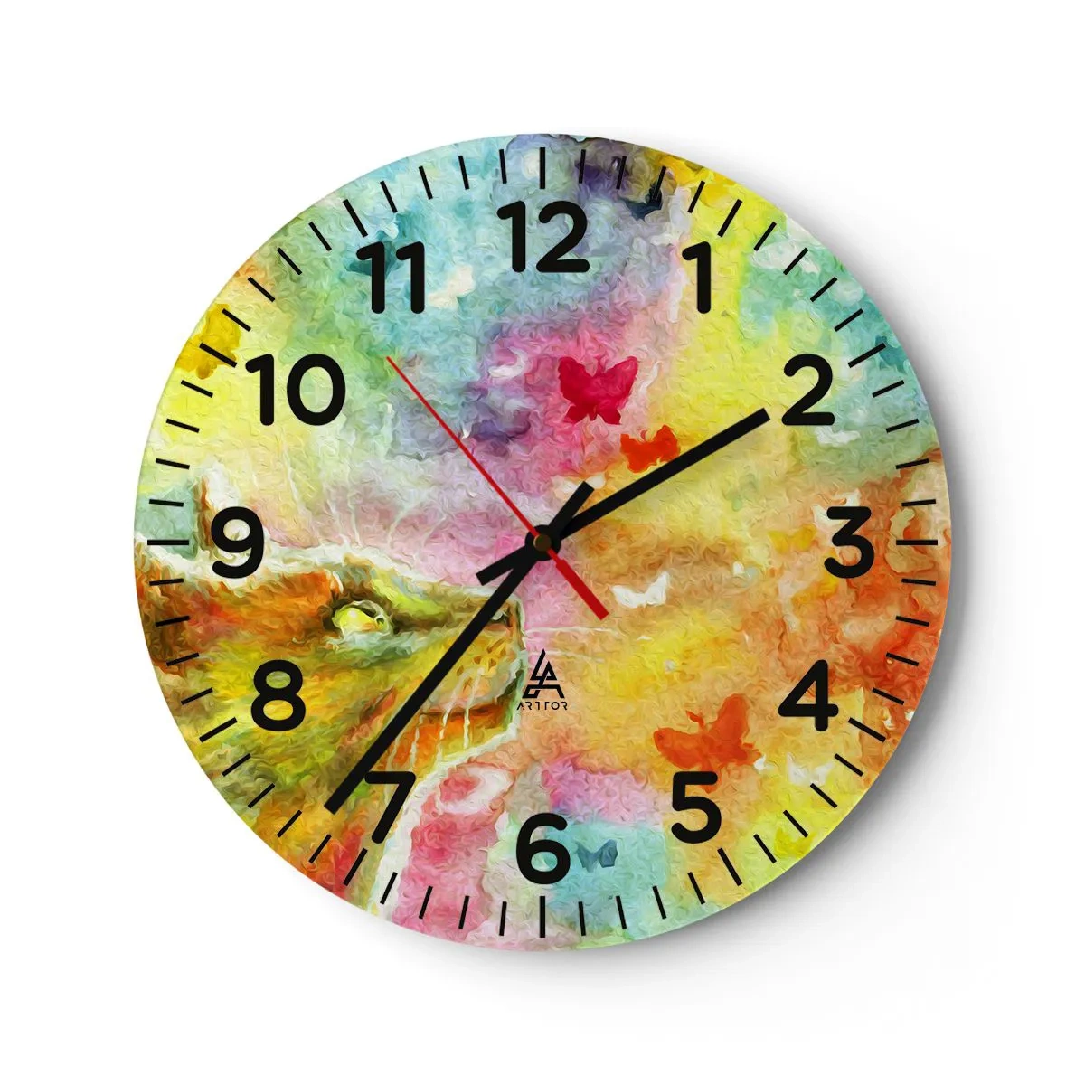 Wall clock - Clock on glass - Cat's Dream - 30x30 cm