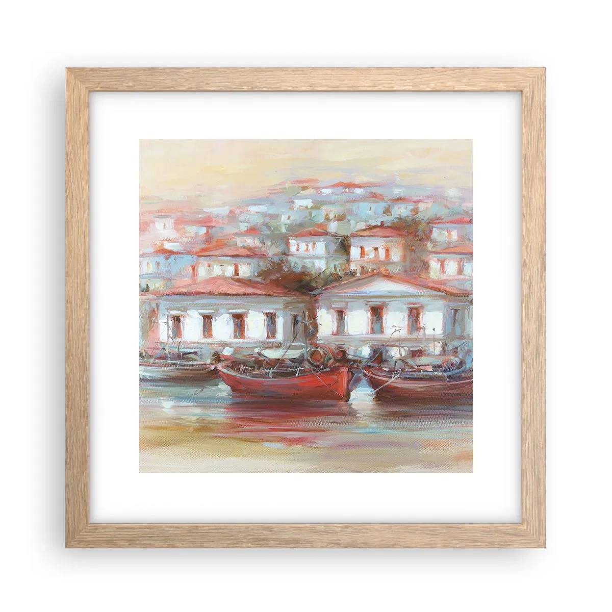 Poster in light oak frame - Happy Town - 30x30 cm