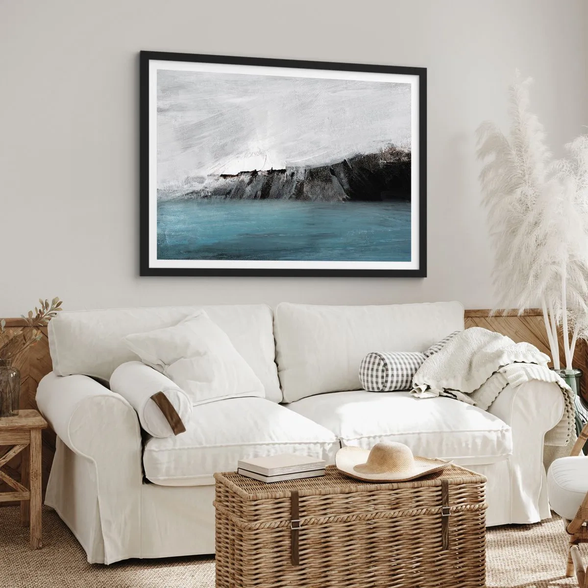 Poster in black frame - Water-Earth: Clash of Elements - 50x40 cm