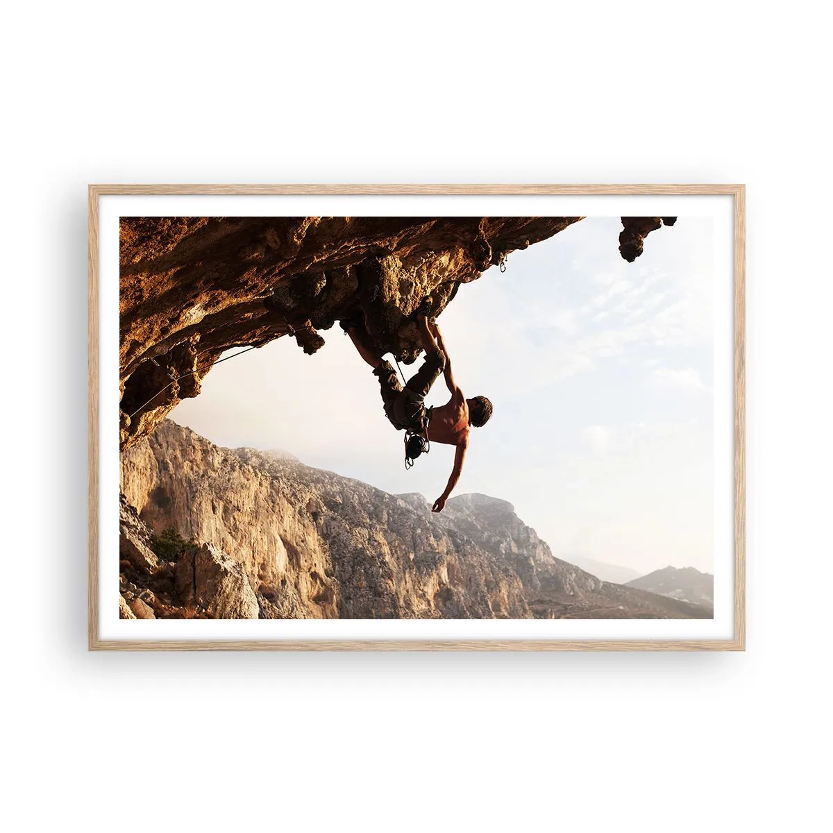 Poster in light oak frame - The Whole World on a Sharp Cliff - 100x70 cm