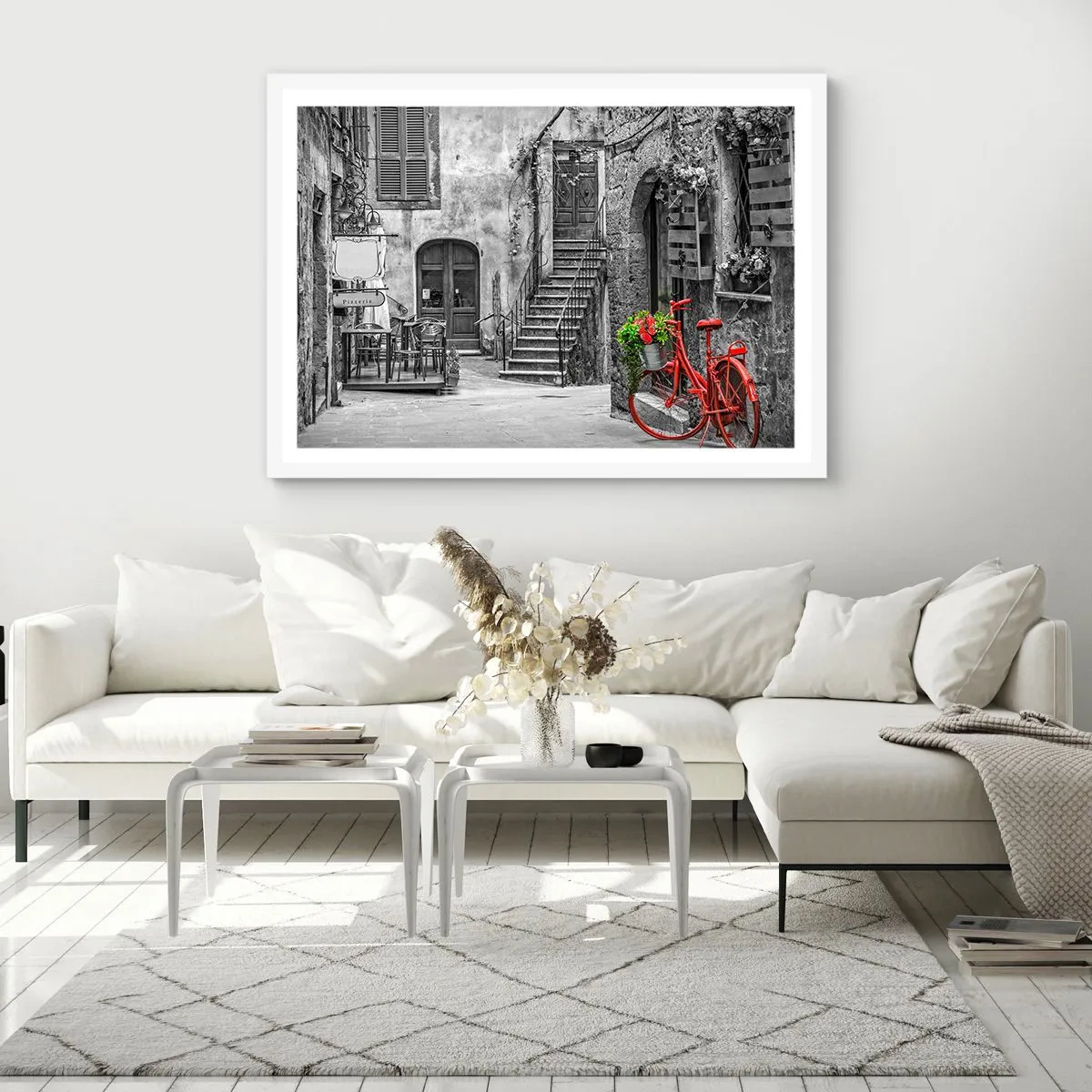 Poster in white frmae - Tuscan Alley - 91x61 cm