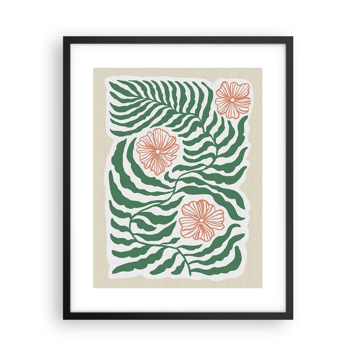 Poster in black frame - Blossoming in Green - 40x50 cm