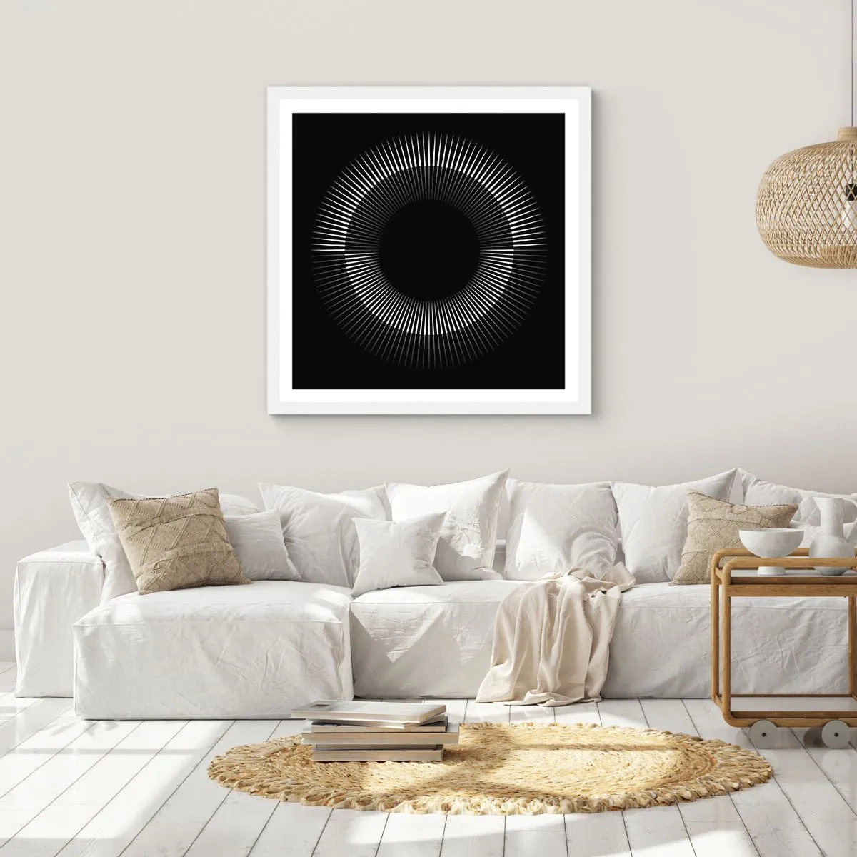 Poster in white frmae - Black Sun - 40x40 cm