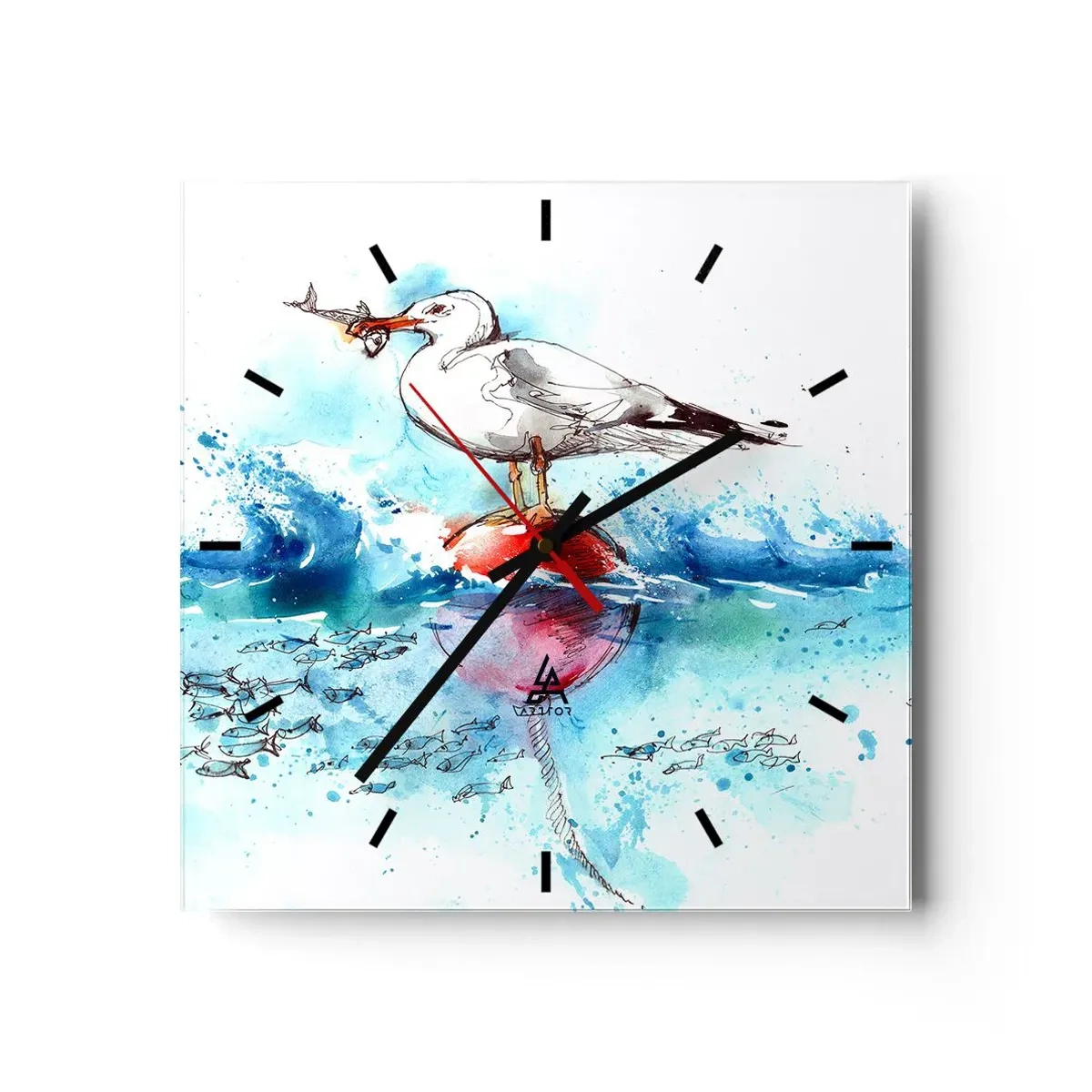 Wall clock - Clock on glass - Good Catch - 40x40 cm