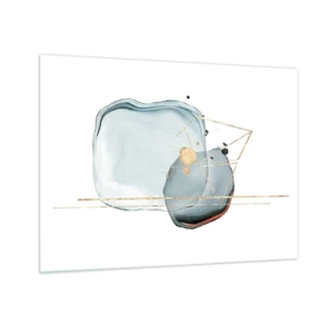 Glass picture - Modern abstraction with drops and golden geometric lines - 70x50cm - Study of a Raindrop - Modern wall decoration for the living room and bedroom ARTTOR