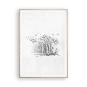 Poster in light oak frame - Holiday of Birch Forest - 70x100 cm