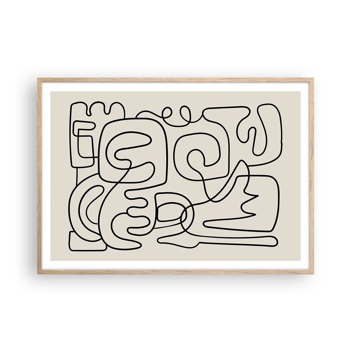 Poster in light oak frame - Tracing - 100x70 cm