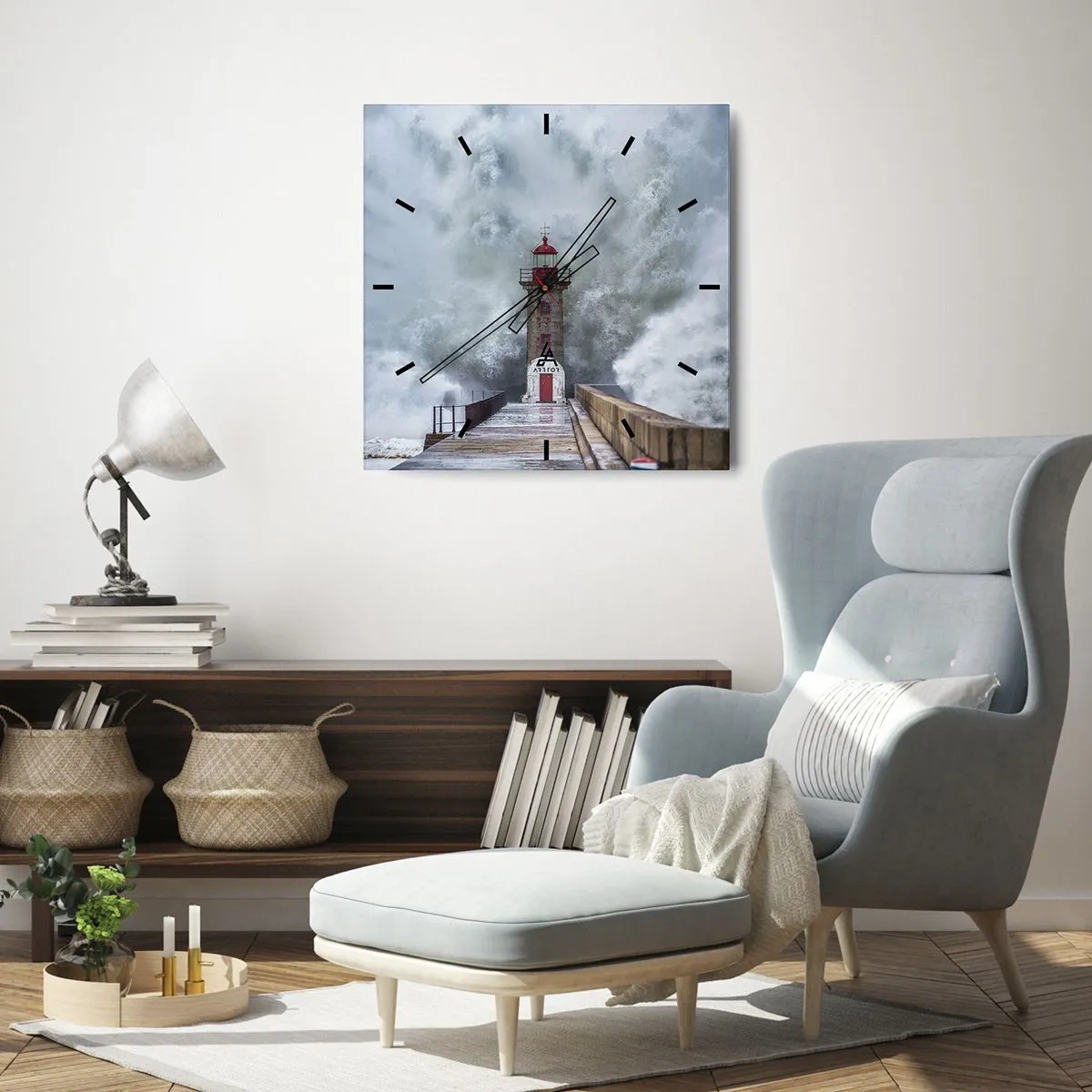 Wall clock - Clock on glass - Roar of Waters, Whirr of the Wind - 30x30 cm