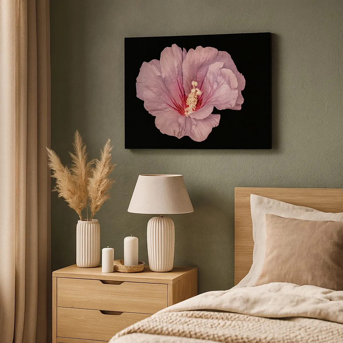 Canvas picture - Pink flower on a black background - 70x50cm - Straight from the Heart - Modern wall decoration for the living room and bedroom ARTTOR