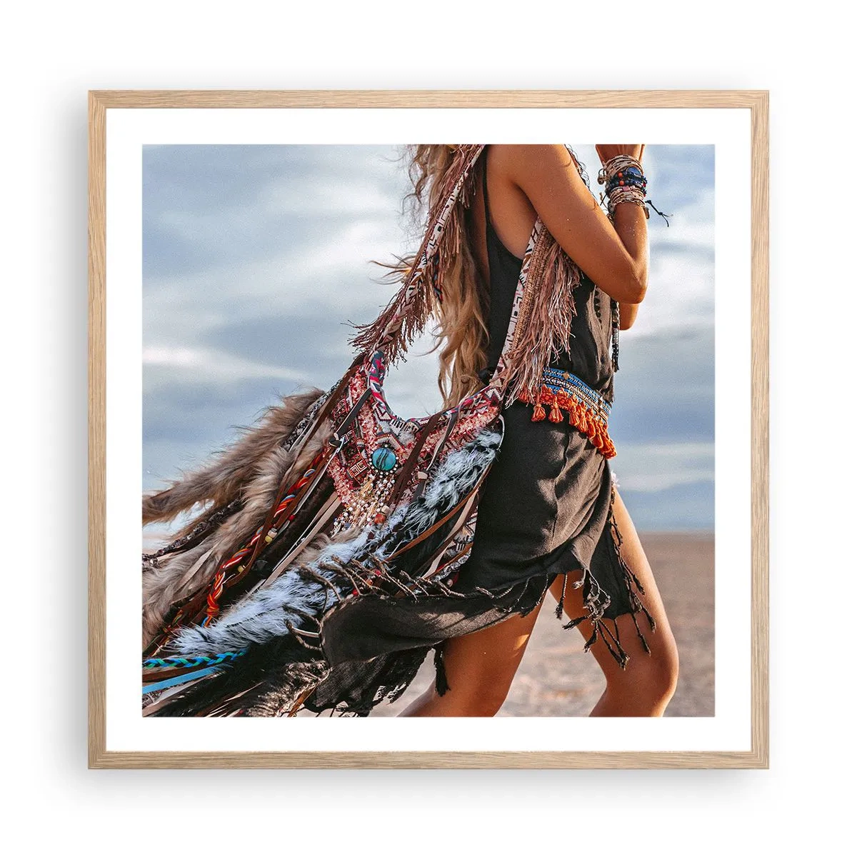 Poster in light oak frame - Shaman's Girl - 60x60 cm