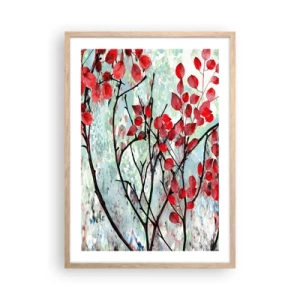 Poster in light oak frame - Tree in Scarlet - 50x70 cm