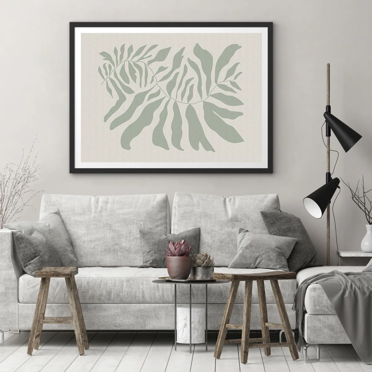 Poster in black frame - Emerald Branch - 91x61 cm