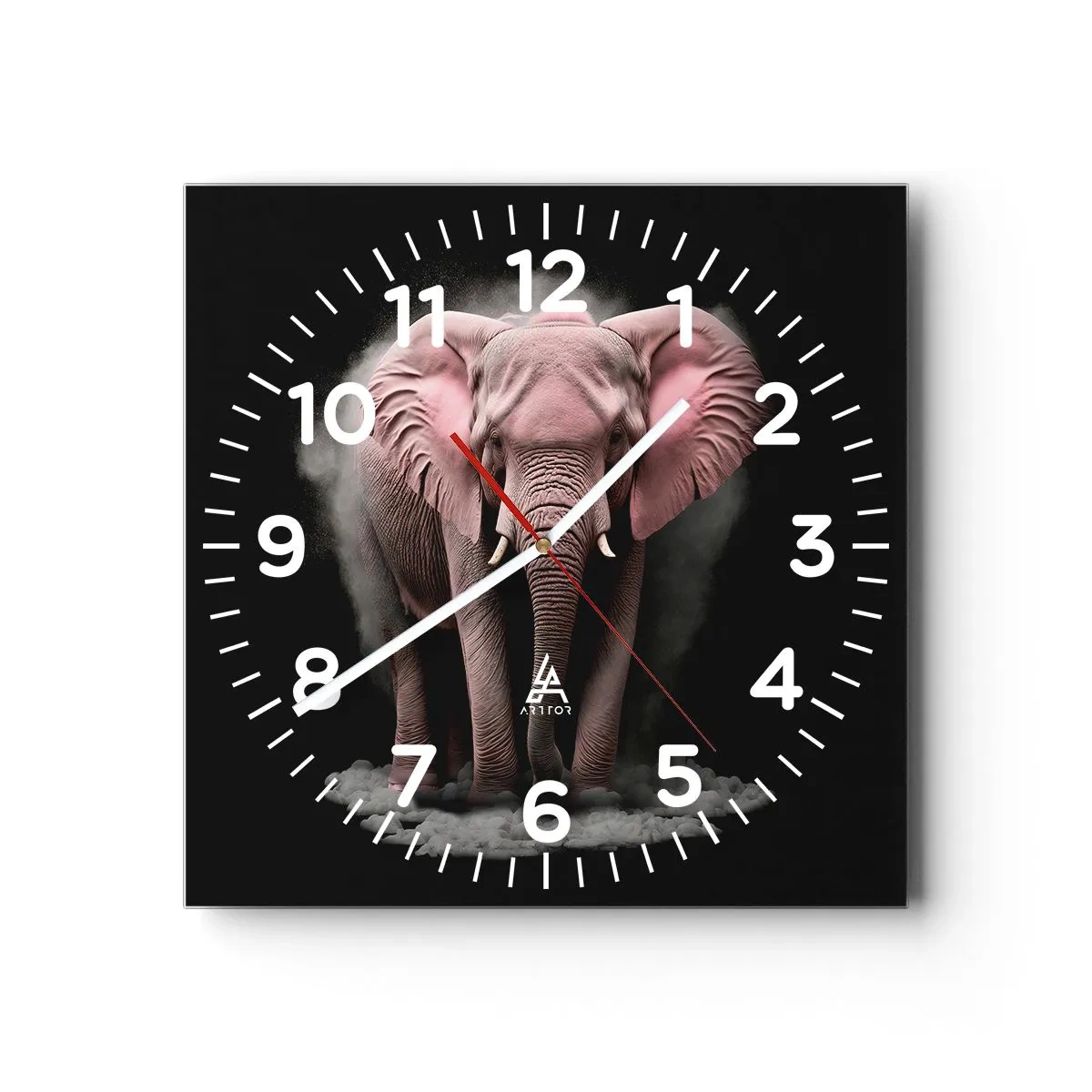 Wall clock - Clock on glass - Don't Think About a Pink Elephant! - 40x40 cm