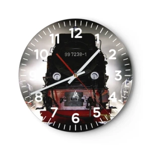 Wall clock - Clock on glass - Standing and Wheezing, Panting and Blowing - 40x40 cm